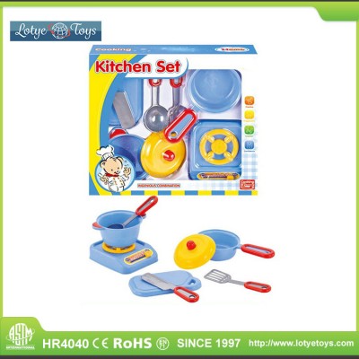 Hot sale kids simulated play games cutlery cooking set kitchen toy